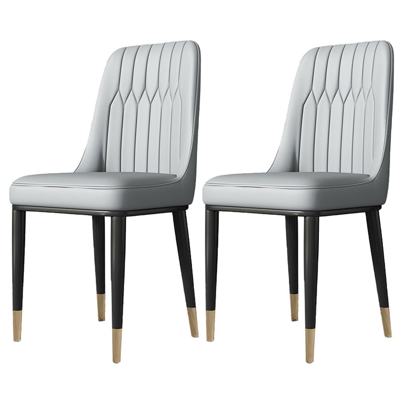 Contemporary Style Metal Dining Chairs Dining Armless Side Chair for Kitchen Light Gray-White 2 Piece Set Clearhalo ' kitchen&dining_furn' 'Dining Chairs' 'Dining Tables & Seating' 'dining_chair' 'furn' 'furn_dining_chair' 'Furniture' 'furniture_dining_chair' 'Kitchen & Dining Furniture' 'kitchen' 3969292