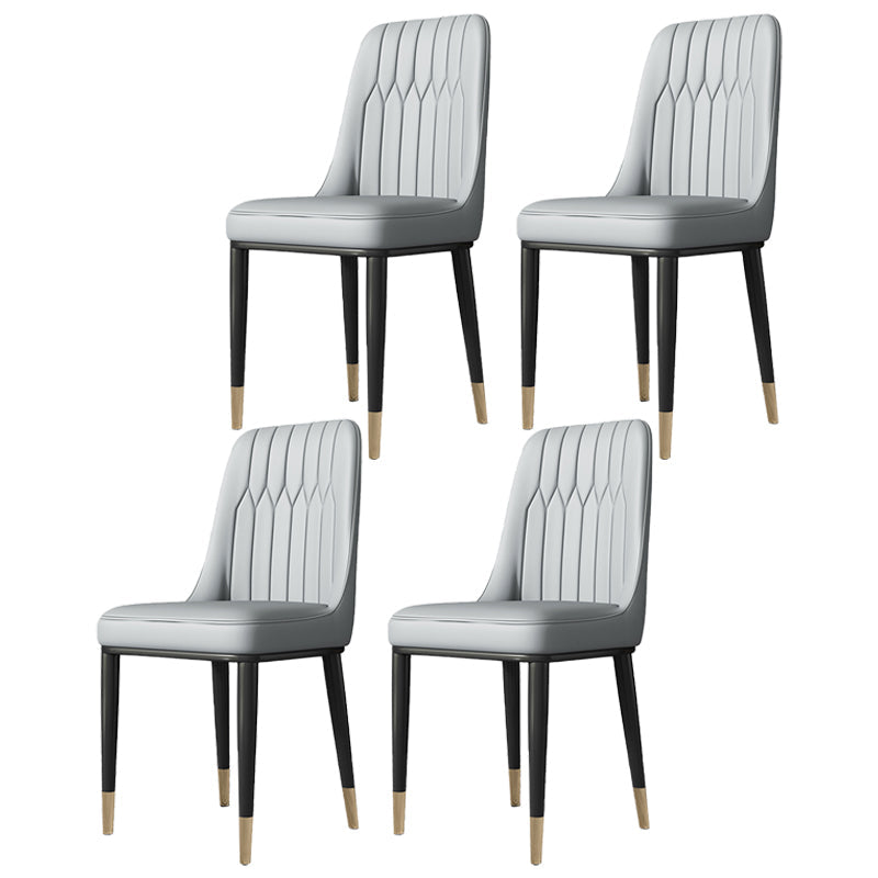 Contemporary Style Metal Dining Chairs Dining Armless Side Chair for Kitchen Light Gray-White 4 Piece Set Clearhalo ' kitchen&dining_furn' 'Dining Chairs' 'Dining Tables & Seating' 'dining_chair' 'furn' 'furn_dining_chair' 'Furniture' 'furniture_dining_chair' 'Kitchen & Dining Furniture' 'kitchen' 3969293