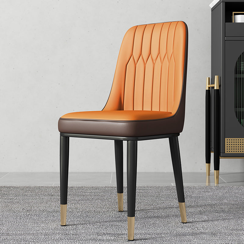 Contemporary Style Metal Dining Chairs Dining Armless Side Chair for Kitchen Orange 1 Piece Clearhalo ' kitchen&dining_furn' 'Dining Chairs' 'Dining Tables & Seating' 'dining_chair' 'furn' 'furn_dining_chair' 'Furniture' 'furniture_dining_chair' 'Kitchen & Dining Furniture' 'kitchen' 3969294