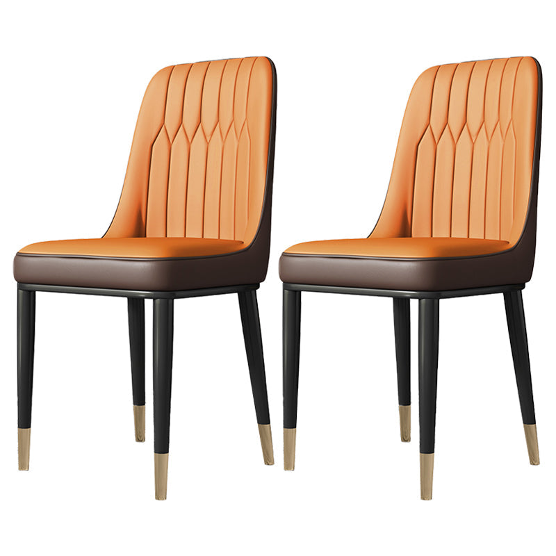 Contemporary Style Metal Dining Chairs Dining Armless Side Chair for Kitchen Orange 2 Piece Set Clearhalo ' kitchen&dining_furn' 'Dining Chairs' 'Dining Tables & Seating' 'dining_chair' 'furn' 'furn_dining_chair' 'Furniture' 'furniture_dining_chair' 'Kitchen & Dining Furniture' 'kitchen' 3969295