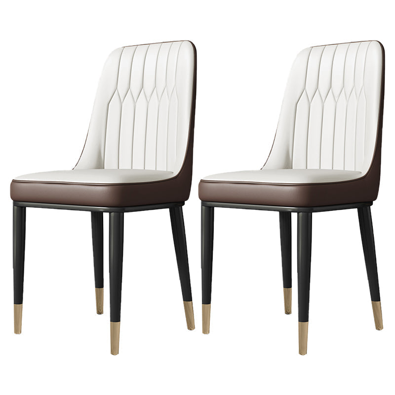 Contemporary Style Metal Dining Chairs Dining Armless Side Chair for Kitchen Off-White 2 Piece Set Clearhalo ' kitchen&dining_furn' 'Dining Chairs' 'Dining Tables & Seating' 'dining_chair' 'furn' 'furn_dining_chair' 'Furniture' 'furniture_dining_chair' 'Kitchen & Dining Furniture' 'kitchen' 3969298