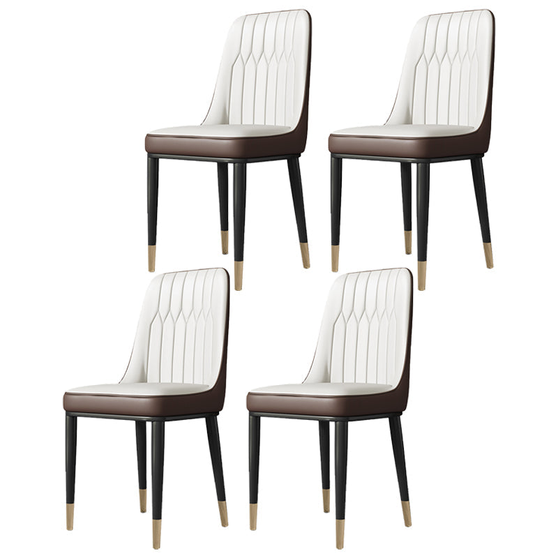 Contemporary Style Metal Dining Chairs Dining Armless Side Chair for Kitchen Off-White 4 Piece Set Clearhalo ' kitchen&dining_furn' 'Dining Chairs' 'Dining Tables & Seating' 'dining_chair' 'furn' 'furn_dining_chair' 'Furniture' 'furniture_dining_chair' 'Kitchen & Dining Furniture' 'kitchen' 3969299