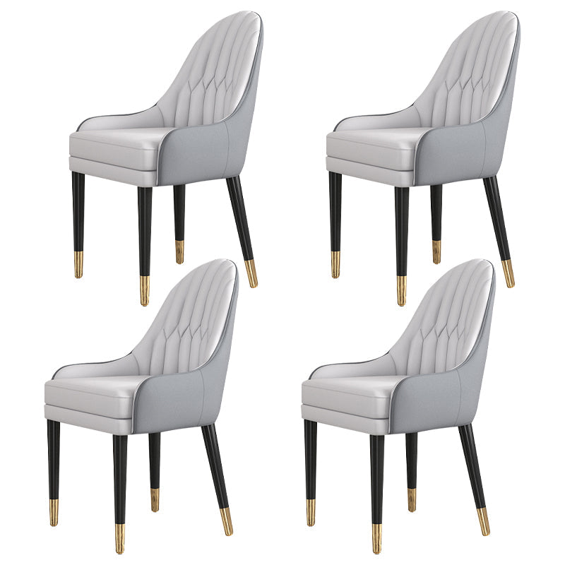 Glam Wood Dining Room Chairs Upholstered Arm Dining Chairs for Restaurant Grey 4 Piece Set Clearhalo ' kitchen&dining_furn' 'Dining Chairs' 'Dining Tables & Seating' 'dining_chair' 'furn' 'furn_dining_chair' 'Furniture' 'furniture_dining_chair' 'Kitchen & Dining Furniture' 'kitchen' 3969306