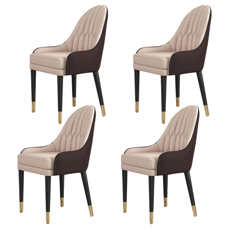 Glam Wood Dining Room Chairs Upholstered Arm Dining Chairs for Restaurant Khaki 4 Piece Set Clearhalo ' kitchen&dining_furn' 'Dining Chairs' 'Dining Tables & Seating' 'dining_chair' 'furn' 'furn_dining_chair' 'Furniture' 'furniture_dining_chair' 'Kitchen & Dining Furniture' 'kitchen' 3969324