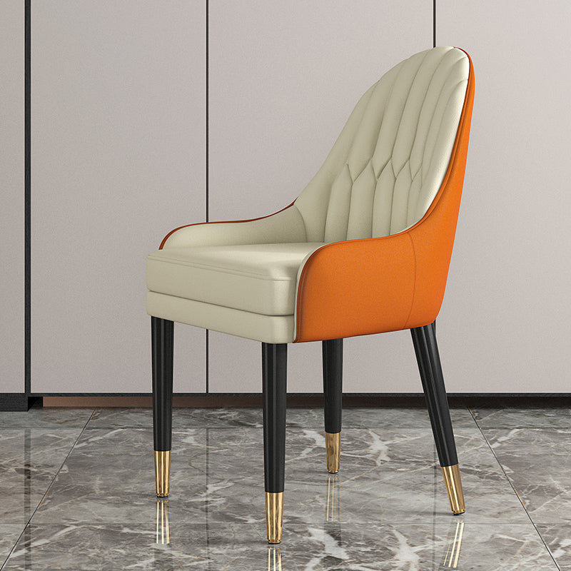 Glam Wood Dining Room Chairs Upholstered Arm Dining Chairs for Restaurant White-Orange 1 Piece Clearhalo ' kitchen&dining_furn' 'Dining Chairs' 'Dining Tables & Seating' 'dining_chair' 'furn' 'furn_dining_chair' 'Furniture' 'furniture_dining_chair' 'Kitchen & Dining Furniture' 'kitchen' 3969325
