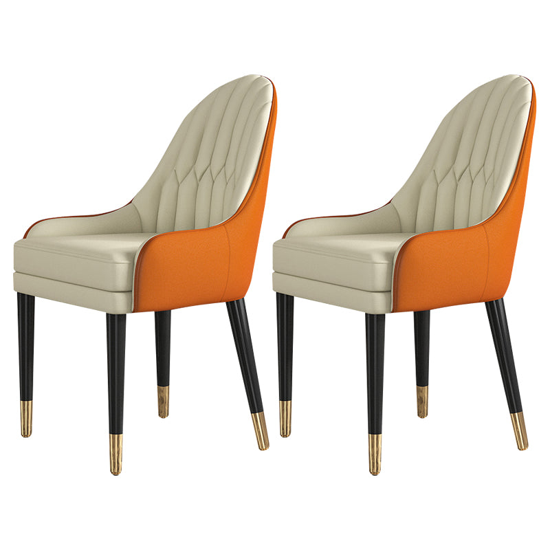 Glam Wood Dining Room Chairs Upholstered Arm Dining Chairs for Restaurant White-Orange 2 Piece Set Clearhalo ' kitchen&dining_furn' 'Dining Chairs' 'Dining Tables & Seating' 'dining_chair' 'furn' 'furn_dining_chair' 'Furniture' 'furniture_dining_chair' 'Kitchen & Dining Furniture' 'kitchen' 3969327
