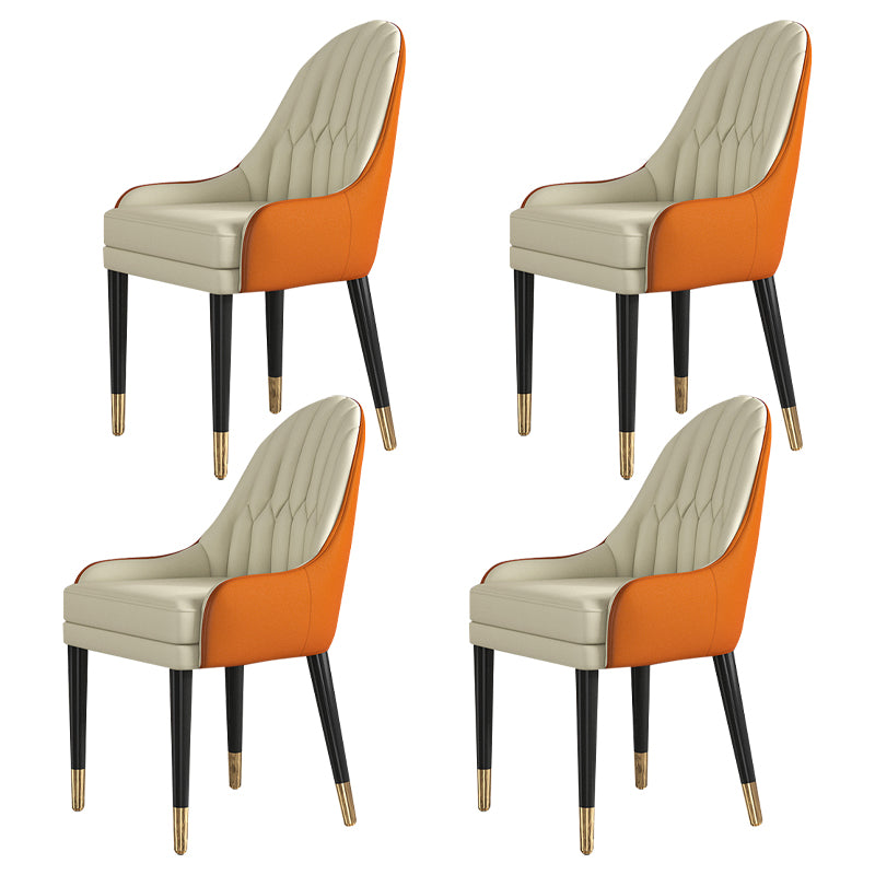 Glam Wood Dining Room Chairs Upholstered Arm Dining Chairs for Restaurant White-Orange 4 Piece Set Clearhalo ' kitchen&dining_furn' 'Dining Chairs' 'Dining Tables & Seating' 'dining_chair' 'furn' 'furn_dining_chair' 'Furniture' 'furniture_dining_chair' 'Kitchen & Dining Furniture' 'kitchen' 3969328