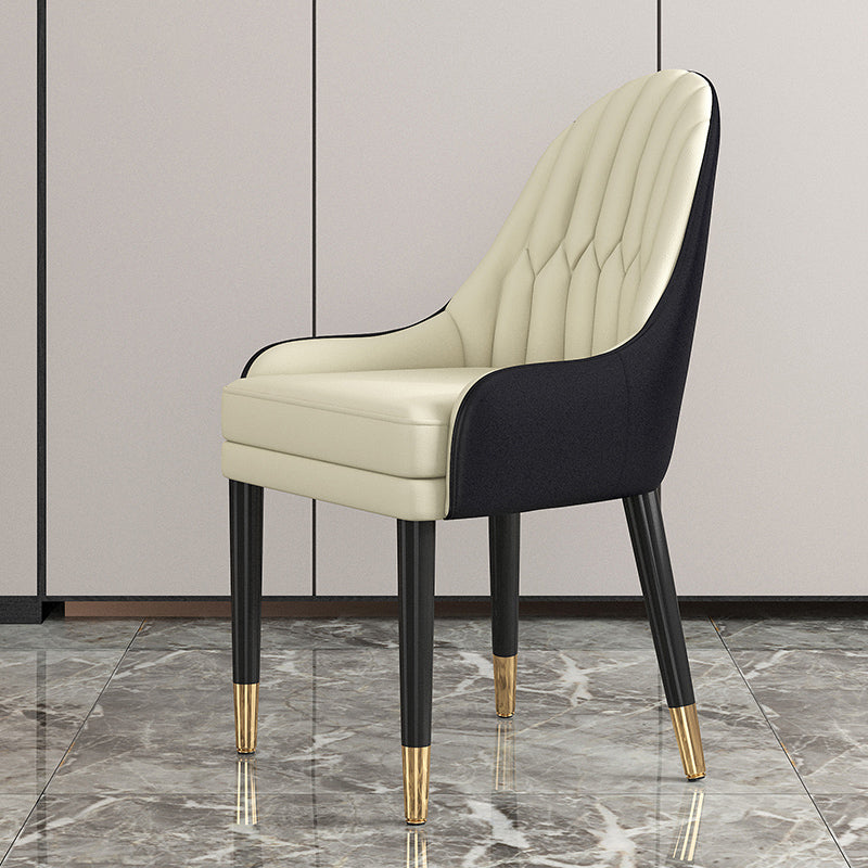 Glam Wood Dining Room Chairs Upholstered Arm Dining Chairs for Restaurant White-Black 1 Piece Clearhalo ' kitchen&dining_furn' 'Dining Chairs' 'Dining Tables & Seating' 'dining_chair' 'furn' 'furn_dining_chair' 'Furniture' 'furniture_dining_chair' 'Kitchen & Dining Furniture' 'kitchen' 3969332