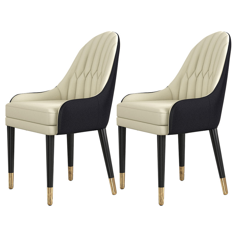 Glam Wood Dining Room Chairs Upholstered Arm Dining Chairs for Restaurant White-Black 2 Piece Set Clearhalo ' kitchen&dining_furn' 'Dining Chairs' 'Dining Tables & Seating' 'dining_chair' 'furn' 'furn_dining_chair' 'Furniture' 'furniture_dining_chair' 'Kitchen & Dining Furniture' 'kitchen' 3969333