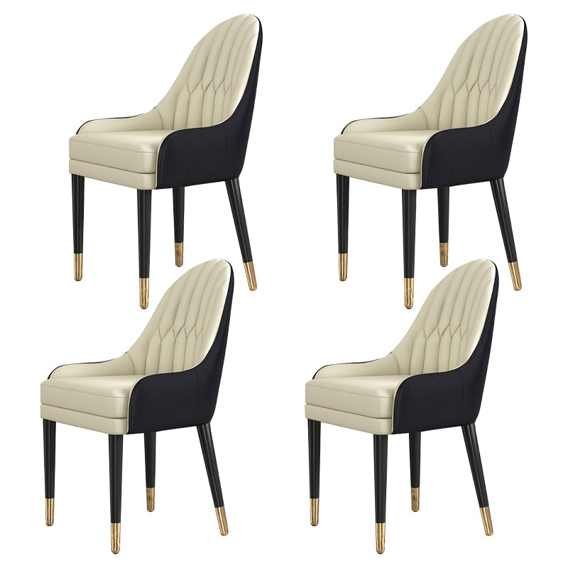 Glam Wood Dining Room Chairs Upholstered Arm Dining Chairs for Restaurant White-Black 4 Piece Set Clearhalo ' kitchen&dining_furn' 'Dining Chairs' 'Dining Tables & Seating' 'dining_chair' 'furn' 'furn_dining_chair' 'Furniture' 'furniture_dining_chair' 'Kitchen & Dining Furniture' 'kitchen' 3969334