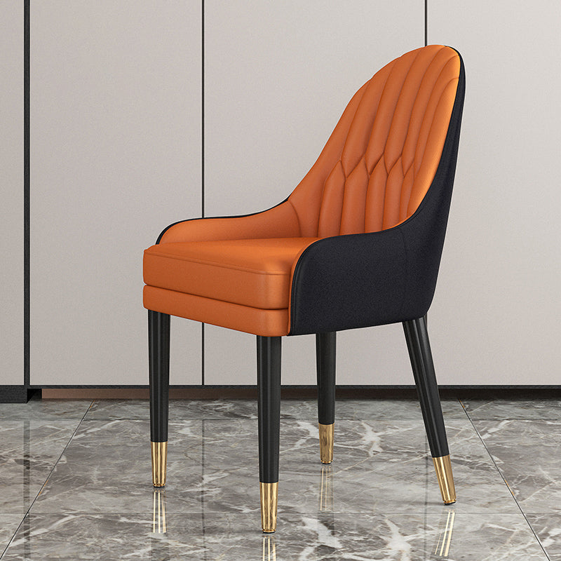 Glam Wood Dining Room Chairs Upholstered Arm Dining Chairs for Restaurant Orange Black 1 Piece Clearhalo ' kitchen&dining_furn' 'Dining Chairs' 'Dining Tables & Seating' 'dining_chair' 'furn' 'furn_dining_chair' 'Furniture' 'furniture_dining_chair' 'Kitchen & Dining Furniture' 'kitchen' 3969335