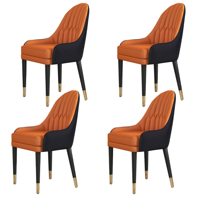 Glam Wood Dining Room Chairs Upholstered Arm Dining Chairs for Restaurant Orange Black 4 Piece Set Clearhalo ' kitchen&dining_furn' 'Dining Chairs' 'Dining Tables & Seating' 'dining_chair' 'furn' 'furn_dining_chair' 'Furniture' 'furniture_dining_chair' 'Kitchen & Dining Furniture' 'kitchen' 3969337