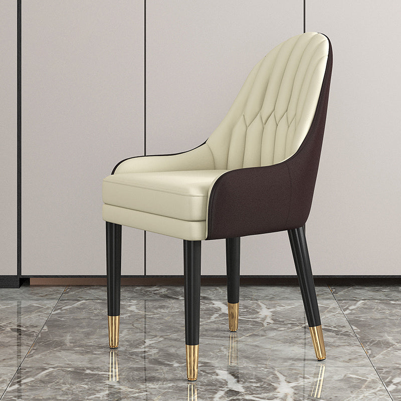 Glam Wood Dining Room Chairs Upholstered Arm Dining Chairs for Restaurant White-Brown 1 Piece Clearhalo ' kitchen&dining_furn' 'Dining Chairs' 'Dining Tables & Seating' 'dining_chair' 'furn' 'furn_dining_chair' 'Furniture' 'furniture_dining_chair' 'Kitchen & Dining Furniture' 'kitchen' 3969338