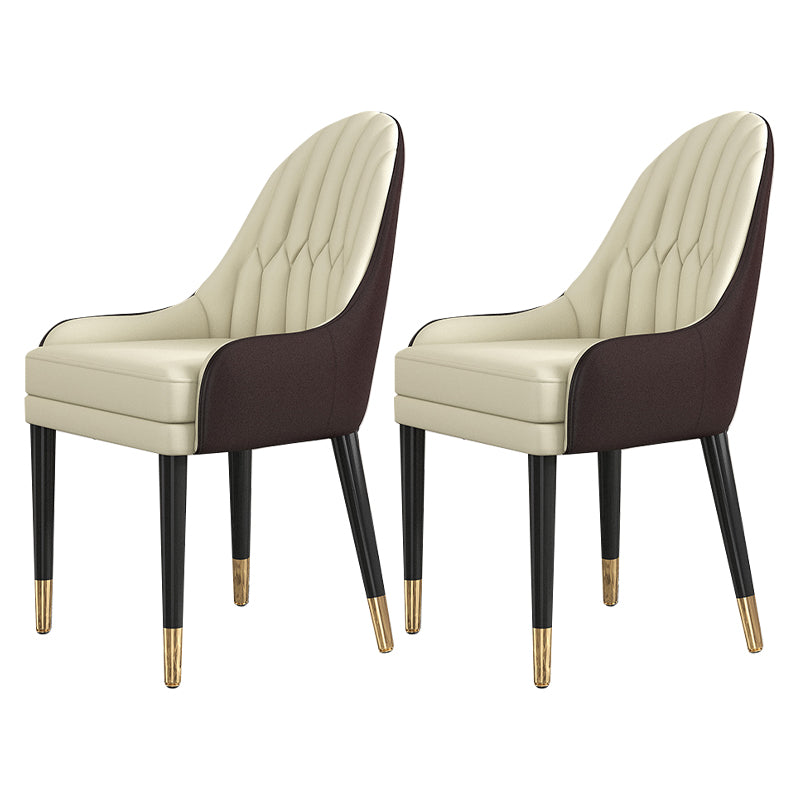 Glam Wood Dining Room Chairs Upholstered Arm Dining Chairs for Restaurant White-Brown 2 Piece Set Clearhalo ' kitchen&dining_furn' 'Dining Chairs' 'Dining Tables & Seating' 'dining_chair' 'furn' 'furn_dining_chair' 'Furniture' 'furniture_dining_chair' 'Kitchen & Dining Furniture' 'kitchen' 3969339