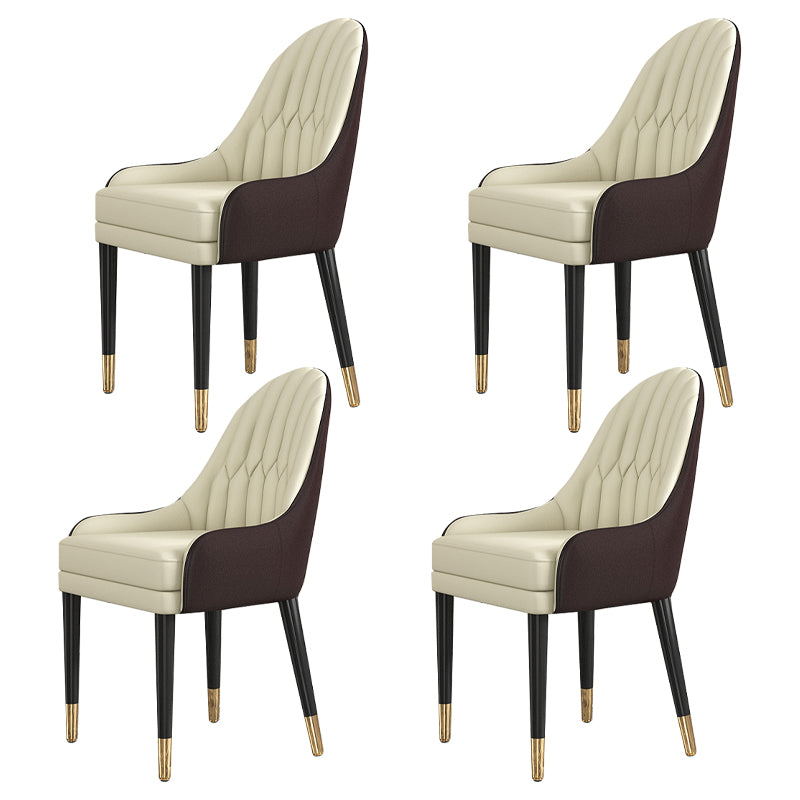Glam Wood Dining Room Chairs Upholstered Arm Dining Chairs for Restaurant White-Brown 4 Piece Set Clearhalo ' kitchen&dining_furn' 'Dining Chairs' 'Dining Tables & Seating' 'dining_chair' 'furn' 'furn_dining_chair' 'Furniture' 'furniture_dining_chair' 'Kitchen & Dining Furniture' 'kitchen' 3969340