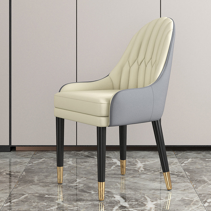 Glam Wood Dining Room Chairs Upholstered Arm Dining Chairs for Restaurant Cream Gray 1 Piece Clearhalo ' kitchen&dining_furn' 'Dining Chairs' 'Dining Tables & Seating' 'dining_chair' 'furn' 'furn_dining_chair' 'Furniture' 'furniture_dining_chair' 'Kitchen & Dining Furniture' 'kitchen' 3969341