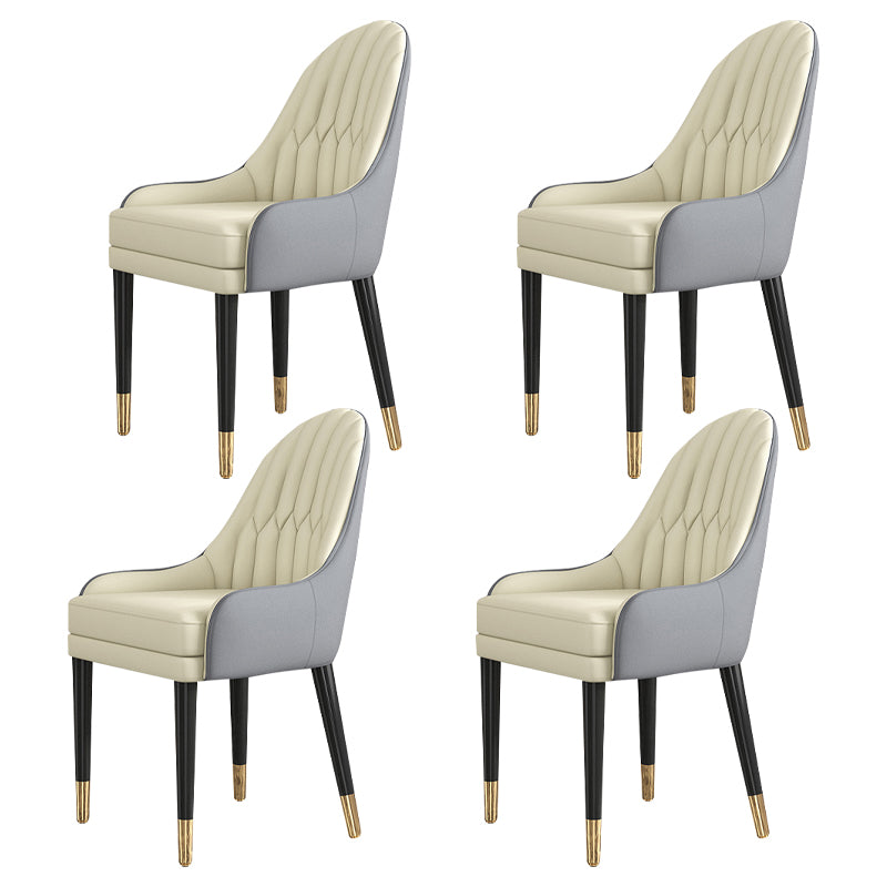Glam Wood Dining Room Chairs Upholstered Arm Dining Chairs for Restaurant Cream Gray 4 Piece Set Clearhalo ' kitchen&dining_furn' 'Dining Chairs' 'Dining Tables & Seating' 'dining_chair' 'furn' 'furn_dining_chair' 'Furniture' 'furniture_dining_chair' 'Kitchen & Dining Furniture' 'kitchen' 3969343