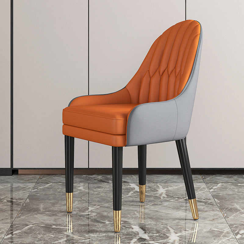 Glam Wood Dining Room Chairs Upholstered Arm Dining Chairs for Restaurant Orange-Gray 1 Piece Clearhalo ' kitchen&dining_furn' 'Dining Chairs' 'Dining Tables & Seating' 'dining_chair' 'furn' 'furn_dining_chair' 'Furniture' 'furniture_dining_chair' 'Kitchen & Dining Furniture' 'kitchen' 3969344