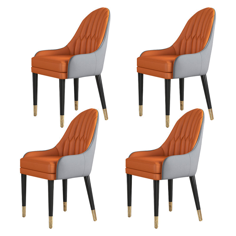 Glam Wood Dining Room Chairs Upholstered Arm Dining Chairs for Restaurant Orange-Gray 4 Piece Set Clearhalo ' kitchen&dining_furn' 'Dining Chairs' 'Dining Tables & Seating' 'dining_chair' 'furn' 'furn_dining_chair' 'Furniture' 'furniture_dining_chair' 'Kitchen & Dining Furniture' 'kitchen' 3969346