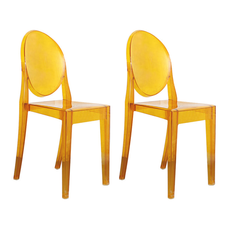 Scandinavian Style Plastic Chair Set Open Back Side Dining Kitchen Chairs Orange 2 Piece Set Clearhalo ' kitchen&dining_furn' 'Dining Chairs' 'Dining Tables & Seating' 'dining_chair' 'furn' 'furn_dining_chair' 'Furniture' 'furniture_dining_chair' 'Kitchen & Dining Furniture' 'kitchen' 3969350