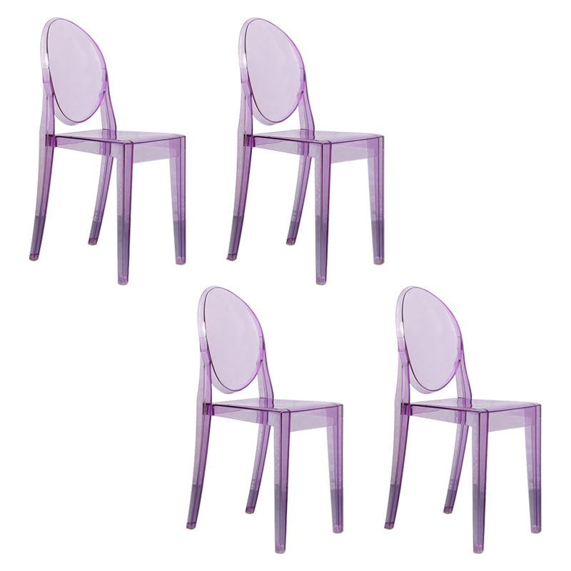 Scandinavian Style Plastic Chair Set Open Back Side Dining Kitchen Chairs Purple 4 Piece Set Clearhalo ' kitchen&dining_furn' 'Dining Chairs' 'Dining Tables & Seating' 'dining_chair' 'furn' 'furn_dining_chair' 'Furniture' 'furniture_dining_chair' 'Kitchen & Dining Furniture' 'kitchen' 3969376
