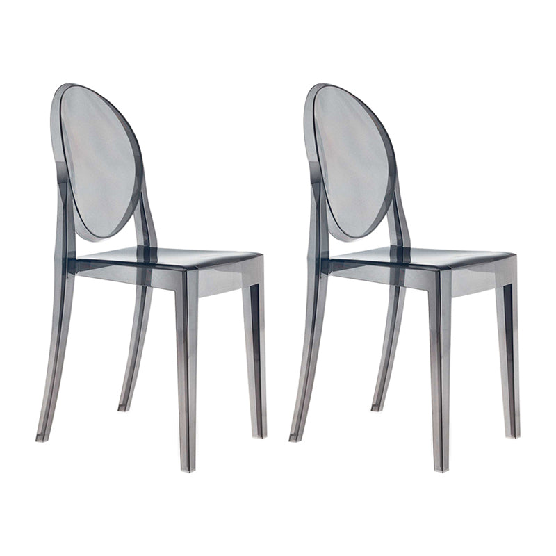 Scandinavian Style Plastic Chair Set Open Back Side Dining Kitchen Chairs Smoke Gray 2 Piece Set Clearhalo ' kitchen&dining_furn' 'Dining Chairs' 'Dining Tables & Seating' 'dining_chair' 'furn' 'furn_dining_chair' 'Furniture' 'furniture_dining_chair' 'Kitchen & Dining Furniture' 'kitchen' 3969378