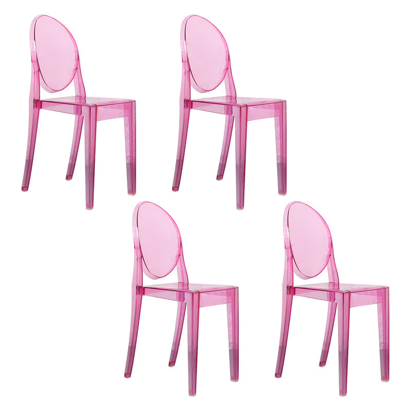 Scandinavian Style Plastic Chair Set Open Back Side Dining Kitchen Chairs Pink 4 Piece Set Clearhalo ' kitchen&dining_furn' 'Dining Chairs' 'Dining Tables & Seating' 'dining_chair' 'furn' 'furn_dining_chair' 'Furniture' 'furniture_dining_chair' 'Kitchen & Dining Furniture' 'kitchen' 3969382