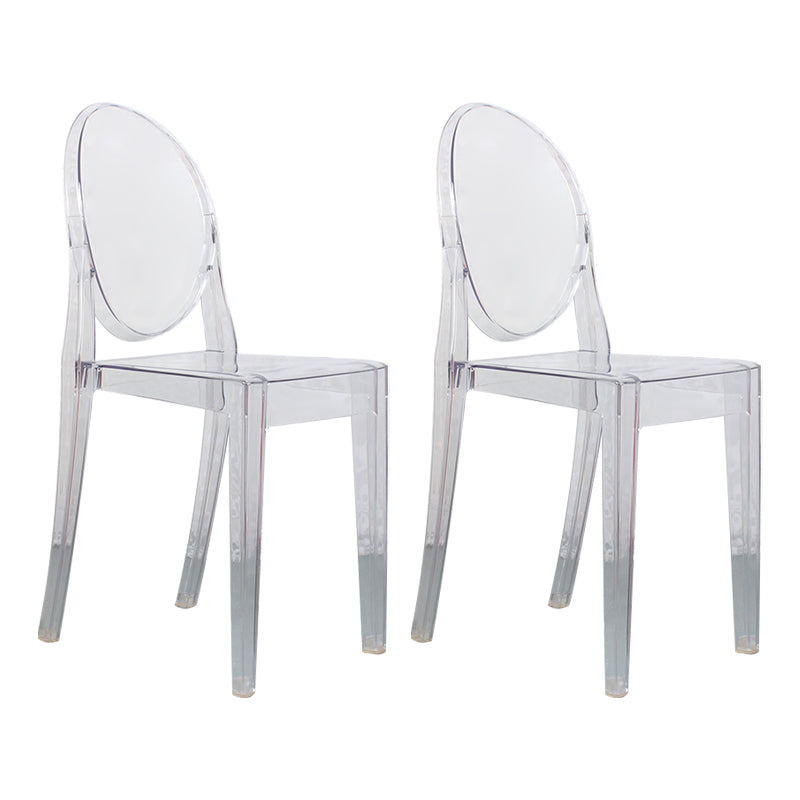 Scandinavian Style Plastic Chair Set Open Back Side Dining Kitchen Chairs Clear 2 Piece Set Clearhalo ' kitchen&dining_furn' 'Dining Chairs' 'Dining Tables & Seating' 'dining_chair' 'furn' 'furn_dining_chair' 'Furniture' 'furniture_dining_chair' 'Kitchen & Dining Furniture' 'kitchen' 3969384