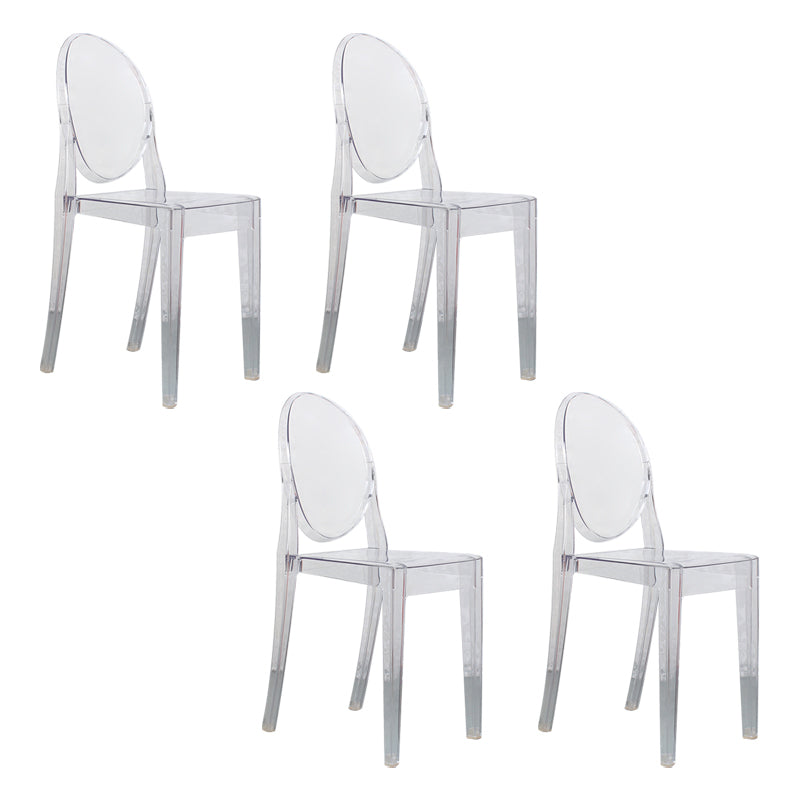 Scandinavian Style Plastic Chair Set Open Back Side Dining Kitchen Chairs Clear 4 Piece Set Clearhalo ' kitchen&dining_furn' 'Dining Chairs' 'Dining Tables & Seating' 'dining_chair' 'furn' 'furn_dining_chair' 'Furniture' 'furniture_dining_chair' 'Kitchen & Dining Furniture' 'kitchen' 3969385