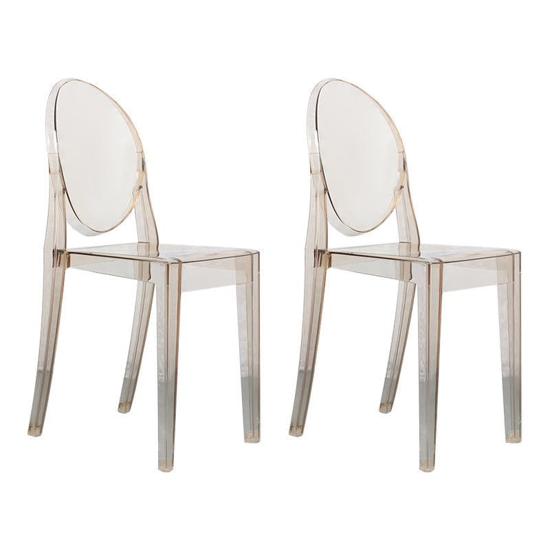 Scandinavian Style Plastic Chair Set Open Back Side Dining Kitchen Chairs Amber 2 Piece Set Clearhalo ' kitchen&dining_furn' 'Dining Chairs' 'Dining Tables & Seating' 'dining_chair' 'furn' 'furn_dining_chair' 'Furniture' 'furniture_dining_chair' 'Kitchen & Dining Furniture' 'kitchen' 3969387