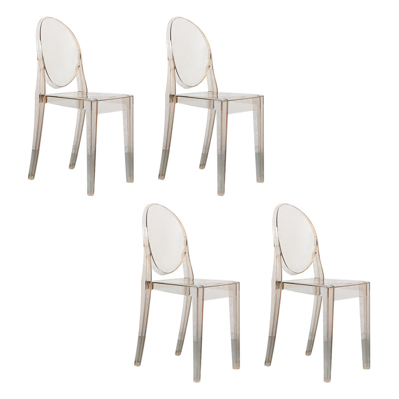 Scandinavian Style Plastic Chair Set Open Back Side Dining Kitchen Chairs Amber 4 Piece Set Clearhalo ' kitchen&dining_furn' 'Dining Chairs' 'Dining Tables & Seating' 'dining_chair' 'furn' 'furn_dining_chair' 'Furniture' 'furniture_dining_chair' 'Kitchen & Dining Furniture' 'kitchen' 3969388