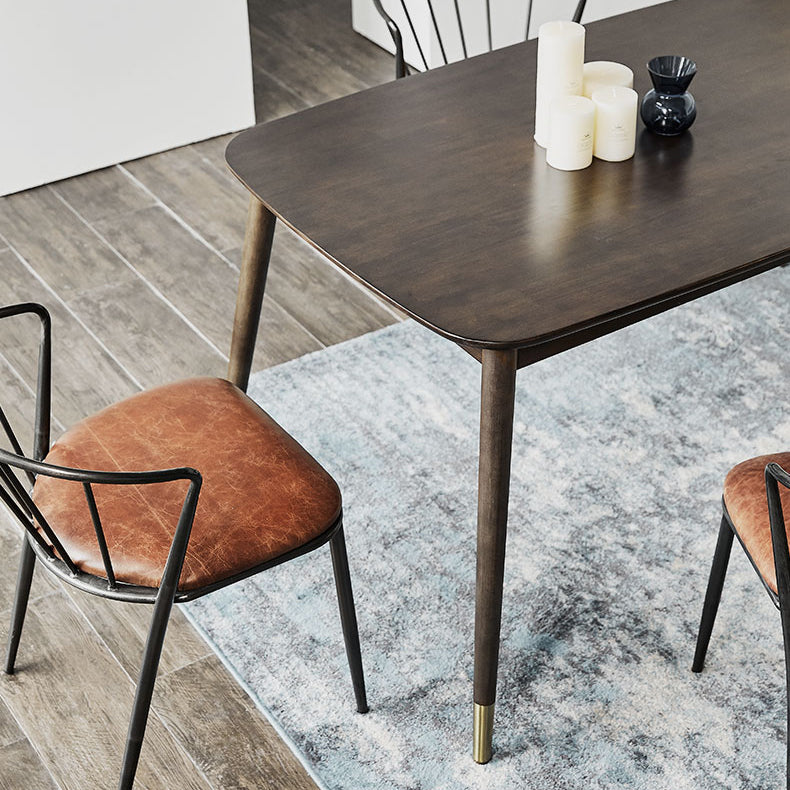 Rectangle 4 Legs Luxury Style Dining Table Wood Color Fixed Table of Solid Rubberwood Clearhalo ' dining_table' 'Dining Tables & Seating' 'Dining Tables' 'furn' 'furn_dining_table' 'Furniture' 'furniture_dining_table' 'Kitchen & Dining Furniture' 'kitchen&dining_furn' 'kitchen' 'kitchen_dining_table' 3969396