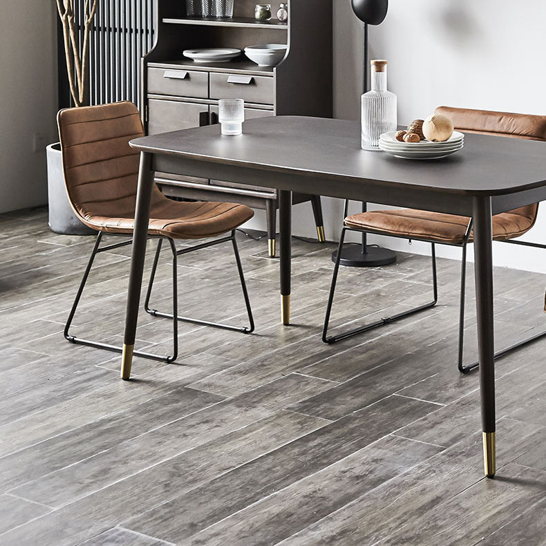 Rectangle 4 Legs Luxury Style Dining Table Wood Color Fixed Table of Solid Rubberwood Clearhalo ' dining_table' 'Dining Tables & Seating' 'Dining Tables' 'furn' 'furn_dining_table' 'Furniture' 'furniture_dining_table' 'Kitchen & Dining Furniture' 'kitchen&dining_furn' 'kitchen' 'kitchen_dining_table' 3969399
