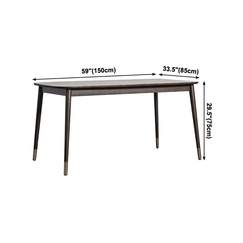 Rectangle 4 Legs Luxury Style Dining Table Wood Color Fixed Table of Solid Rubberwood Clearhalo ' dining_table' 'Dining Tables & Seating' 'Dining Tables' 'furn' 'furn_dining_table' 'Furniture' 'furniture_dining_table' 'Kitchen & Dining Furniture' 'kitchen&dining_furn' 'kitchen' 'kitchen_dining_table' 3969401