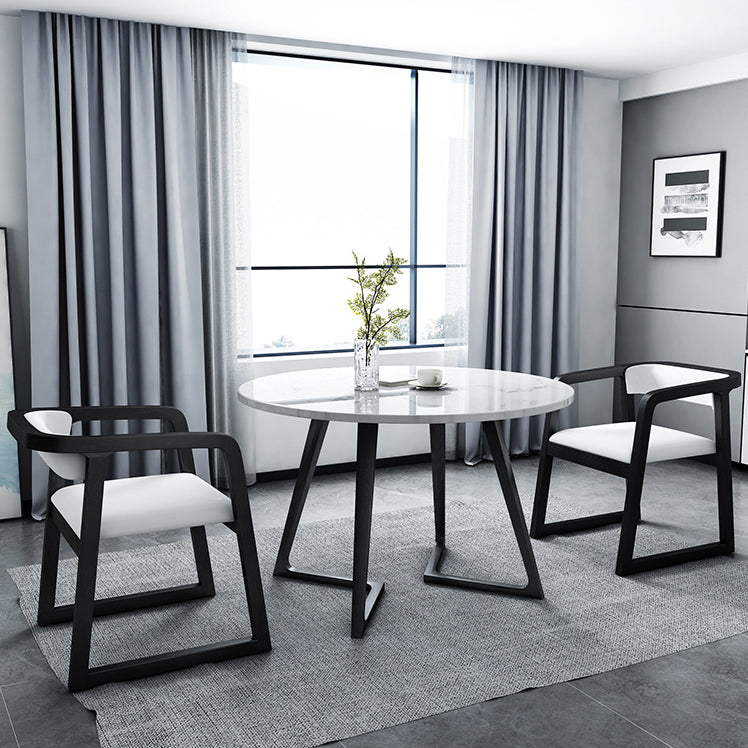 Sintered Stone White Tone Dining Table Industrial Style Double Pedestal Table for Dining Room Clearhalo ' dining_table' 'Dining Tables & Seating' 'Dining Tables' 'furn' 'furn_dining_table' 'Furniture' 'furniture_dining_table' 'Kitchen & Dining Furniture' 'kitchen&dining_furn' 'kitchen' 'kitchen_dining_table' 3969404