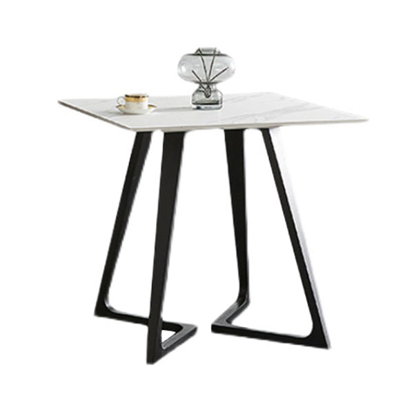 Sintered Stone White Tone Dining Table Industrial Style Double Pedestal Table for Dining Room Square Without Chairs Clearhalo ' dining_table' 'Dining Tables & Seating' 'Dining Tables' 'furn' 'furn_dining_table' 'Furniture' 'furniture_dining_table' 'Kitchen & Dining Furniture' 'kitchen&dining_furn' 'kitchen' 'kitchen_dining_table' 3969406