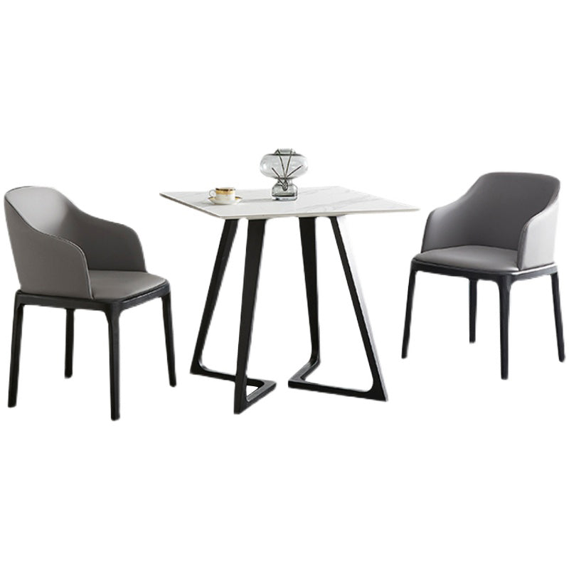 Sintered Stone White Tone Dining Table Industrial Style Double Pedestal Table for Dining Room Clearhalo ' dining_table' 'Dining Tables & Seating' 'Dining Tables' 'furn' 'furn_dining_table' 'Furniture' 'furniture_dining_table' 'Kitchen & Dining Furniture' 'kitchen&dining_furn' 'kitchen' 'kitchen_dining_table' 3969408