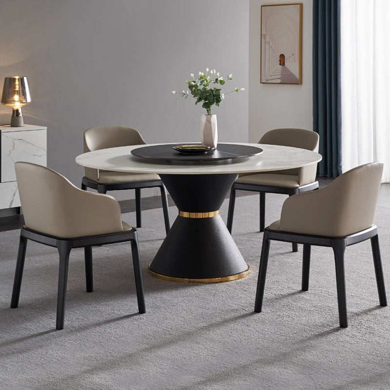 Glam Sintered Stone Top Kitchen Dining Table Round Shape Dining Table with Pedestal Base Clearhalo ' dining_table' 'Dining Tables & Seating' 'Dining Tables' 'furn' 'furn_dining_table' 'Furniture' 'furniture_dining_table' 'Kitchen & Dining Furniture' 'kitchen&dining_furn' 'kitchen' 'kitchen_dining_table' 3969417