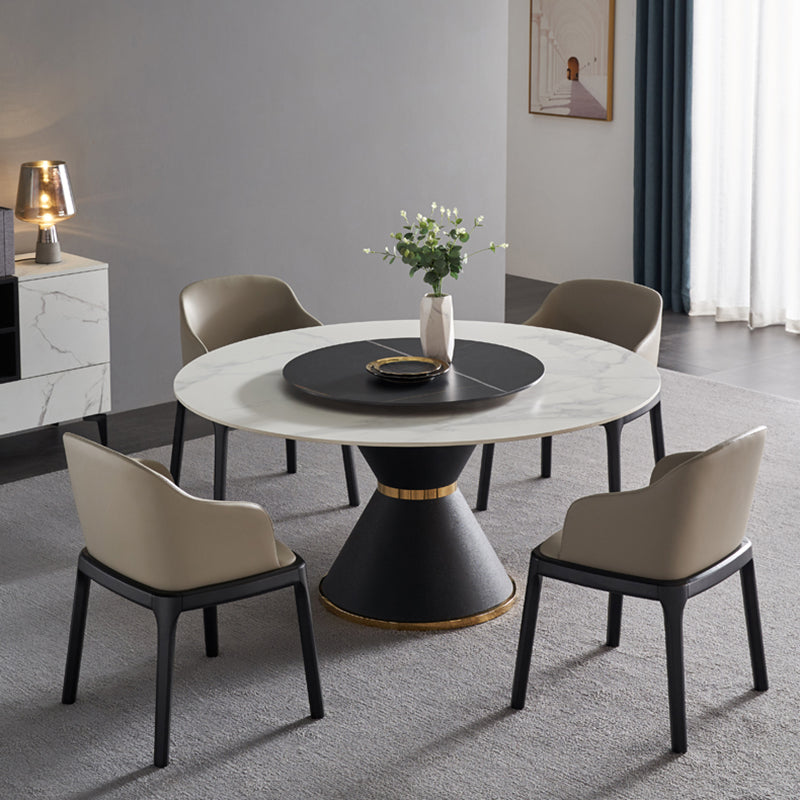 Glam Sintered Stone Top Kitchen Dining Table Round Shape Dining Table with Pedestal Base Clearhalo ' dining_table' 'Dining Tables & Seating' 'Dining Tables' 'furn' 'furn_dining_table' 'Furniture' 'furniture_dining_table' 'Kitchen & Dining Furniture' 'kitchen&dining_furn' 'kitchen' 'kitchen_dining_table' 3969421