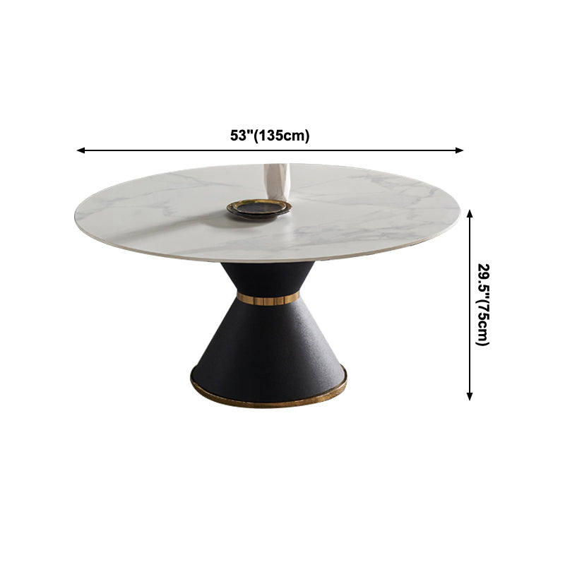 Glam Sintered Stone Top Kitchen Dining Table Round Shape Dining Table with Pedestal Base Clearhalo ' dining_table' 'Dining Tables & Seating' 'Dining Tables' 'furn' 'furn_dining_table' 'Furniture' 'furniture_dining_table' 'Kitchen & Dining Furniture' 'kitchen&dining_furn' 'kitchen' 'kitchen_dining_table' 3969431