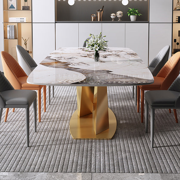 Rectangle Luxury Dining Table White Tone Fixed Table of Sintered Stone Clearhalo ' dining_table' 'Dining Tables & Seating' 'Dining Tables' 'furn' 'furn_dining_table' 'Furniture' 'furniture_dining_table' 'Kitchen & Dining Furniture' 'kitchen&dining_furn' 'kitchen' 'kitchen_dining_table' 3969478