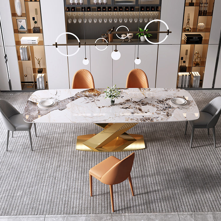 Rectangle Luxury Dining Table White Tone Fixed Table of Sintered Stone Clearhalo ' dining_table' 'Dining Tables & Seating' 'Dining Tables' 'furn' 'furn_dining_table' 'Furniture' 'furniture_dining_table' 'Kitchen & Dining Furniture' 'kitchen&dining_furn' 'kitchen' 'kitchen_dining_table' 3969479