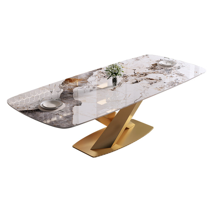 Rectangle Luxury Dining Table White Tone Fixed Table of Sintered Stone Without Chairs Clearhalo ' dining_table' 'Dining Tables & Seating' 'Dining Tables' 'furn' 'furn_dining_table' 'Furniture' 'furniture_dining_table' 'Kitchen & Dining Furniture' 'kitchen&dining_furn' 'kitchen' 'kitchen_dining_table' 3969482