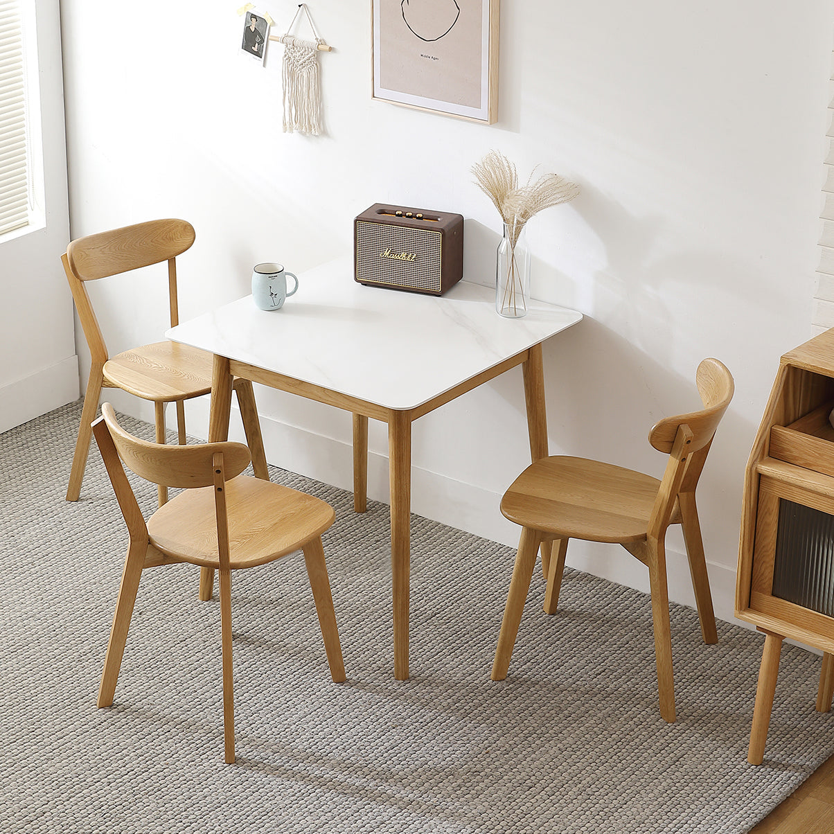 Industrial Square 4-foot Home Furniture Stone Dining Site Table for Home Clearhalo ' dining_table' 'Dining Tables & Seating' 'Dining Tables' 'furn' 'furn_dining_table' 'Furniture' 'furniture_dining_table' 'Kitchen & Dining Furniture' 'kitchen&dining_furn' 'kitchen' 'kitchen_dining_table' 3969575