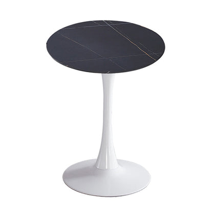 Modern Style Round Dining Table Sintered Stone Dinner Table with Tulip Base Black Gold White 23.6"L x 23.6"W x 29.5"H Clearhalo ' dining_table' 'Dining Tables & Seating' 'Dining Tables' 'furn' 'furn_dining_table' 'Furniture' 'furniture_dining_table' 'Kitchen & Dining Furniture' 'kitchen&dining_furn' 'kitchen' 'kitchen_dining_table' 3969604