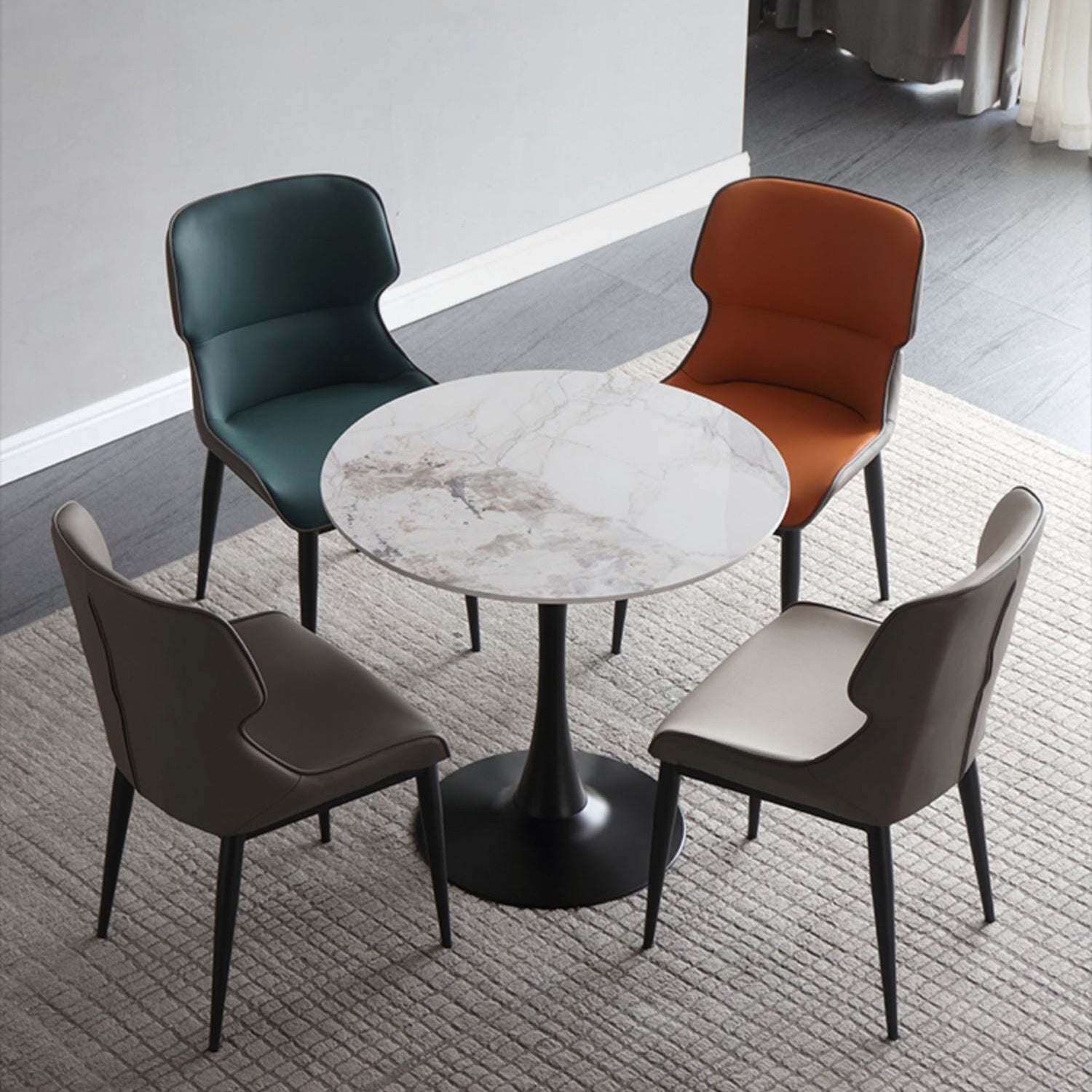 Modern Style Round Dining Table Sintered Stone Dinner Table with Tulip Base Clearhalo ' dining_table' 'Dining Tables & Seating' 'Dining Tables' 'furn' 'furn_dining_table' 'Furniture' 'furniture_dining_table' 'Kitchen & Dining Furniture' 'kitchen&dining_furn' 'kitchen' 'kitchen_dining_table' 3969610