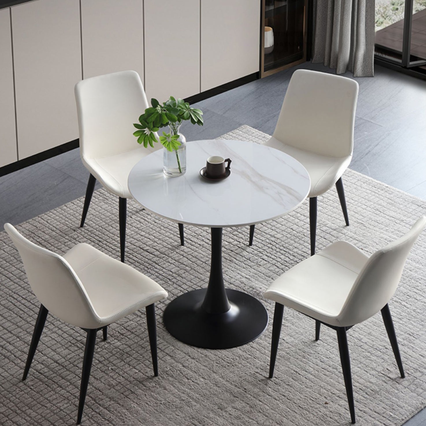 Modern Style Round Dining Table Sintered Stone Dinner Table with Tulip Base Clearhalo ' dining_table' 'Dining Tables & Seating' 'Dining Tables' 'furn' 'furn_dining_table' 'Furniture' 'furniture_dining_table' 'Kitchen & Dining Furniture' 'kitchen&dining_furn' 'kitchen' 'kitchen_dining_table' 3969627