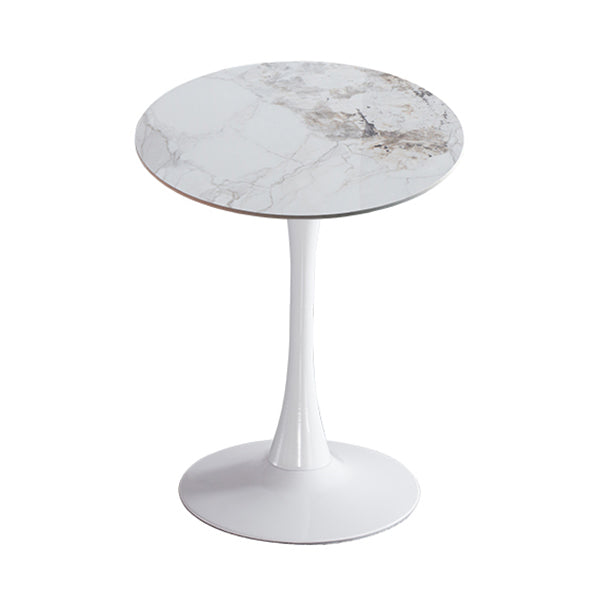 Modern Style Round Dining Table Sintered Stone Dinner Table with Tulip Base Pandora Gold White 23.6"L x 23.6"W x 29.5"H Clearhalo ' dining_table' 'Dining Tables & Seating' 'Dining Tables' 'furn' 'furn_dining_table' 'Furniture' 'furniture_dining_table' 'Kitchen & Dining Furniture' 'kitchen&dining_furn' 'kitchen' 'kitchen_dining_table' 3969632