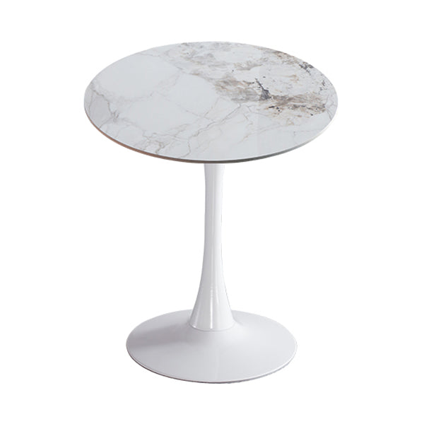 Modern Style Round Dining Table Sintered Stone Dinner Table with Tulip Base Pandora Gold White 27.6"L x 27.6"W x 29.5"H Clearhalo ' dining_table' 'Dining Tables & Seating' 'Dining Tables' 'furn' 'furn_dining_table' 'Furniture' 'furniture_dining_table' 'Kitchen & Dining Furniture' 'kitchen&dining_furn' 'kitchen' 'kitchen_dining_table' 3969633