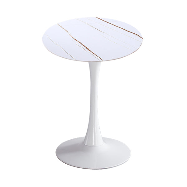 Modern Style Round Dining Table Sintered Stone Dinner Table with Tulip Base White Gold White 23.6"L x 23.6"W x 29.5"H Clearhalo ' dining_table' 'Dining Tables & Seating' 'Dining Tables' 'furn' 'furn_dining_table' 'Furniture' 'furniture_dining_table' 'Kitchen & Dining Furniture' 'kitchen&dining_furn' 'kitchen' 'kitchen_dining_table' 3969635